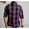 Europe and the United States men's fashion casual shirt cotton long sleeved Plaid Shirt Mens direct 