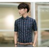 Men's summer cotton plaid shirt shirt men's fashion trend of Korean slim thin iron Shirt Short Sleev