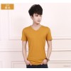 2015 new men's T-shirt summer men's T-shirt Korean slim type V collar half sleeve