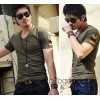 The explosion of summer metrosexual man essential V men's short sleeve T-shirt collar Korean men's T