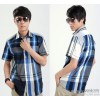 Spot summer high-end men's T-shirt Short Sleeve Cotton Plaid set custom t-shirt men loose head