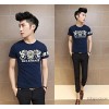 Color printing T-shirt male dragon men's T-shirt Polo slim short sleeved Korean tide