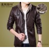 Geliesite / men's leather crocodile leather jacket PU male Korean fur leather men outside