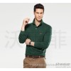 Professional custom green fashion casual T-shirt Lapel loose long sleeved T-shirt in foreign trade