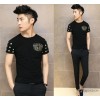 2015 Korean men's T-shirt slim short sleeved shirt male Skull