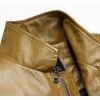 Geliesite /2014 new men's collar in the long section of PU leather imitation leather leather coat