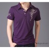 [supply] summer new Amoy embroidered embroidered cotton Lycra short sleeved T-shirt Lapel men's men