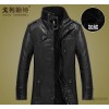 Geliesite / men's leather collar in the long winter and cashmere jacket PU leather leather coat tide