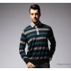 Men's long sleeved t-shirt men's striped shirt Lapel long sleeved shirt British men slim men