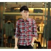 2014 new winter cotton double British pattern shirt Lapel thickening fashion leisure