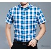 2015 new summer shirt men Plaid Cotton Short Sleeved Shirt Mens tide