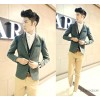 Genuine leather shoulder brace spring suit Slim small suit Korean men's suit jacket men