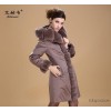 The new rabbit fur collar liner memory fabric female Alfred padded jacket fur dress