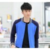 The fall of 2014 new men's Korean fashion leisure men's sweater coat sleeve stitching color sweater