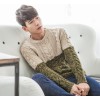 2015 new winter men's sweater Japanese Korean Hemp flowers grain quality color stitching knitted swe