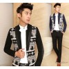 Autumn and winter men's casual suit jacket British style personality knitting jacquard DP Mens Suit