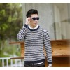 New simple jacquard stripe neck all-match men's sweater M004006814