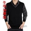 The 2014 men's wool shirt Lapel thickening winter men's sweater false two men's sweater