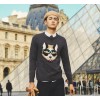 The 14 explosion of Europe Street cartoon wolf Men T-shirt pattern men's sweater knitted sweater