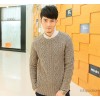 Winter men's exclusive new Korean men's sweater T-shirt Hemp flowers thickened lines men sweater on 