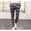 2015 new spring men's fashion plaid pants drawstring comfort Korean men's casual long slim