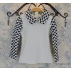 The fall of new Korean children's shirt Small Tong lattice V collar shirt with long sleeves blended