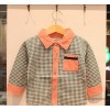 Spring 2014 children SHIRT COTTON small snail baby boy Maria Tung shirt pocket Plaid small children