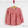 Foreign children children's Shirt Girls small square cotton long sleeved shirt cardigan shirt