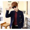 Wholesale new men's Patchwork Leather suit collar men's fashion Slim small suit suit