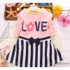 Spring new girls knit Love love stamp striped cotton T-shirt factory direct wholesale