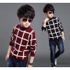 The spring and Autumn New Kids Boys Korean fashion generous children sweater set Plaid children swea