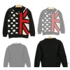 Children fall 2014 baby boys knit Korean long sleeve zip spell color knit sweater