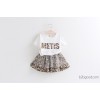 Small star 2015 summer girls T-shirt + floral embroidery paragraph letter gauze skirt two piece suit