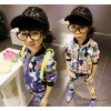 Hao Ming Beibei children spring suit for children 2 sets of Korean children children autumn Camo swe