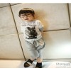 Summer cotton clothing Korean girls tiger pattern stitching Chiffon sleeve cotton + Haren pants suit