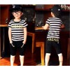 Korean summer sports suit for boys all cotton short sleeved striped shirt + trousers suit fashion ch