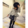 The 2014 fall fashion dresses Houndstooth dress Korean fake two sets of clothing