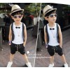 Bedile two piece suit vest striped tie boy gentleman Haren loose pants suit