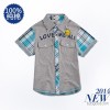 MIWU brand children's clothing new 2014 Summer Cotton Plaid Shirt Korean boy clothing wholesale Le