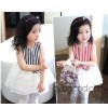 Children dress new girls summer BEINI bow stripe vest dress clothing wholesale Happy