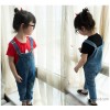 2015 summer new fashion girls pure Denim Bib children suspender jeans trousers Korean