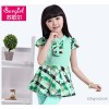 Kids Summer new girls skirt plaid shirt collar dress girl clothing agaric printing on OEM prod Sugol