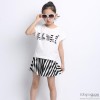 Boy Kids Girls Dress summer 2015 new children's leisure short sleeved striped skirt in cotton Big