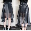 Summer 2015 girls chiffon skirt waist pleated skirt retro irregular stripe long Korean