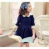 New spring girl dress pleated skirt Korean doll collar sleeve princess skirt five 2014's