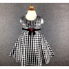 The new Europe Gucci children dress Weihuo lattice Princess fan puff Flower Girl Dress Dress high-gr