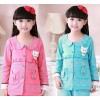 Children's sleepwear cotton cardigan Polka Dot lace girls winter suit baby pajamas long sleeved on H