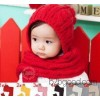 Children cap conjoined sleeve cap knitted cap hat and scarf two piece