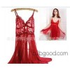 High-grade lace deep red lingerie sexy sexy skirt Pajama suit sheer temptation split