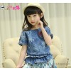 Children's wear 2015 summer new girls in the big boy dress big flower butterfly knot belt lace witho